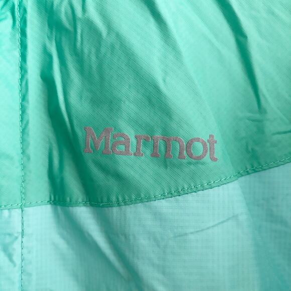 Marmot Kid Sz L (10-12) Green Windbreaker Waterproof Hooded Jacket Lightweight - Picture 4 of 16